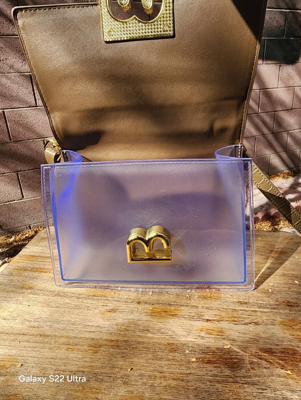 Chic Women's Crocodile-Embossed Clear Taupe Top-Handle Bag